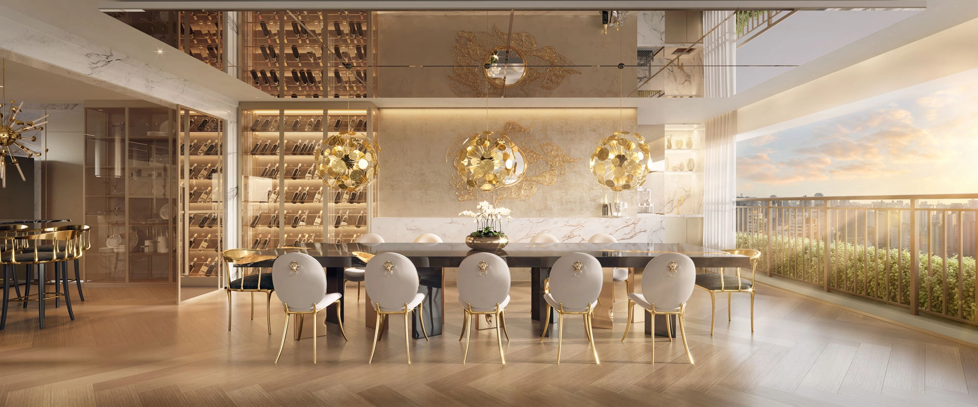 Sala de jantar do apartamento Soleil Residences